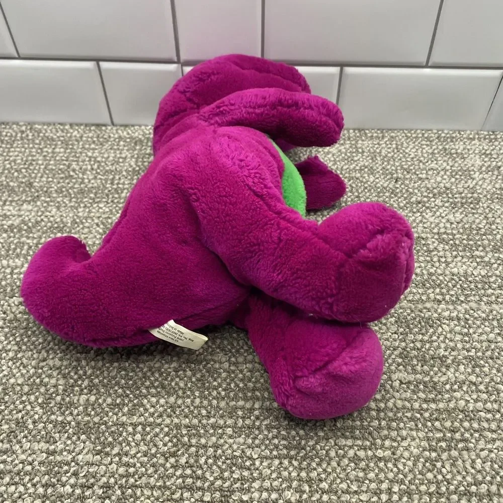 1992 Barney Plush‎ VTG Purple green Foot Embroidered BARNEY Tush Tag Attached